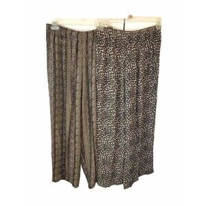 Kathie Lee Pants Sz 12 Collection Chaka Women Brown Loose Boho Geometric Set 2